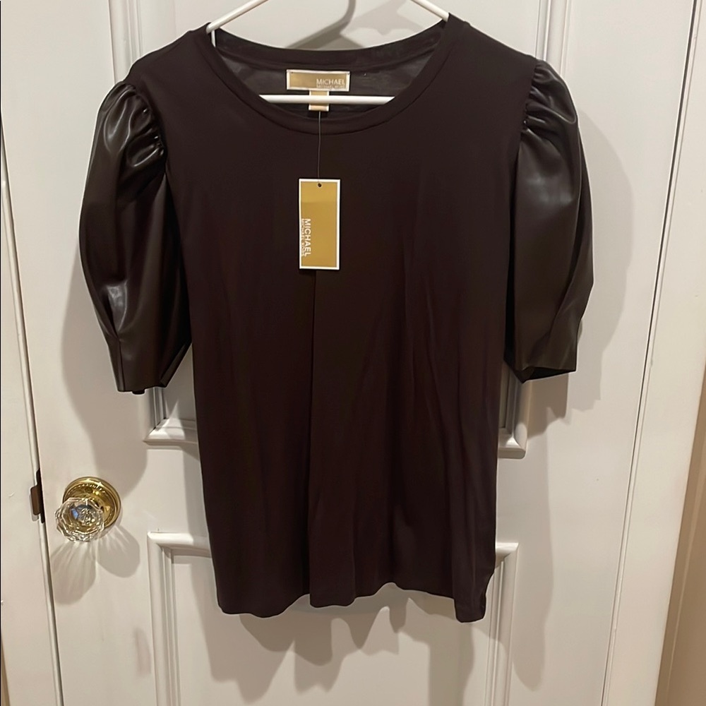 Michael Kors Brown puffy sleeve top